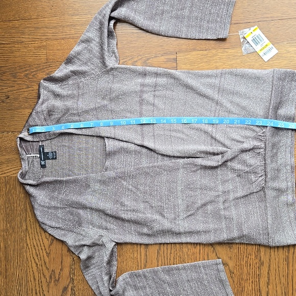 INC Sparkly Tank inside Open Sweater Taupe Silver threads, Medium NWT Bling - Picture 10 of 10